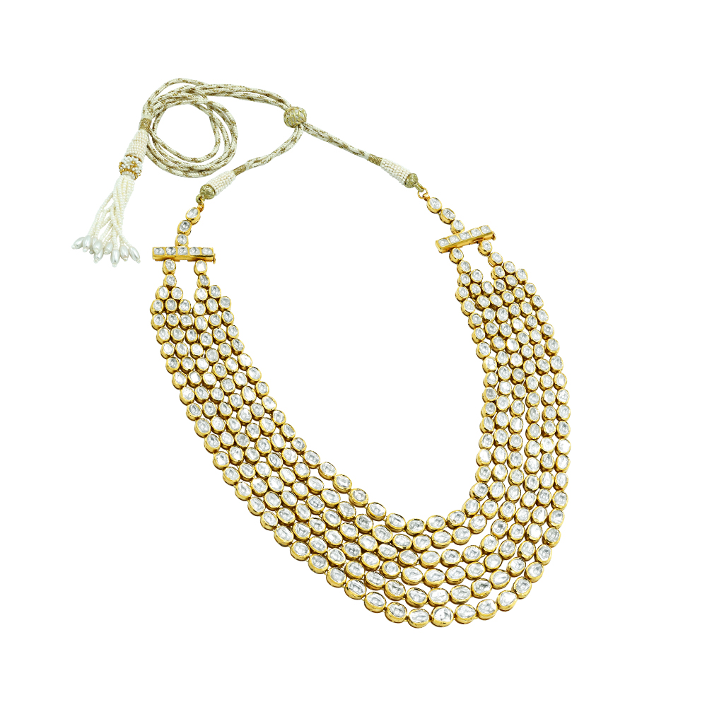 Six-Line Polki Necklace with Elegant Design